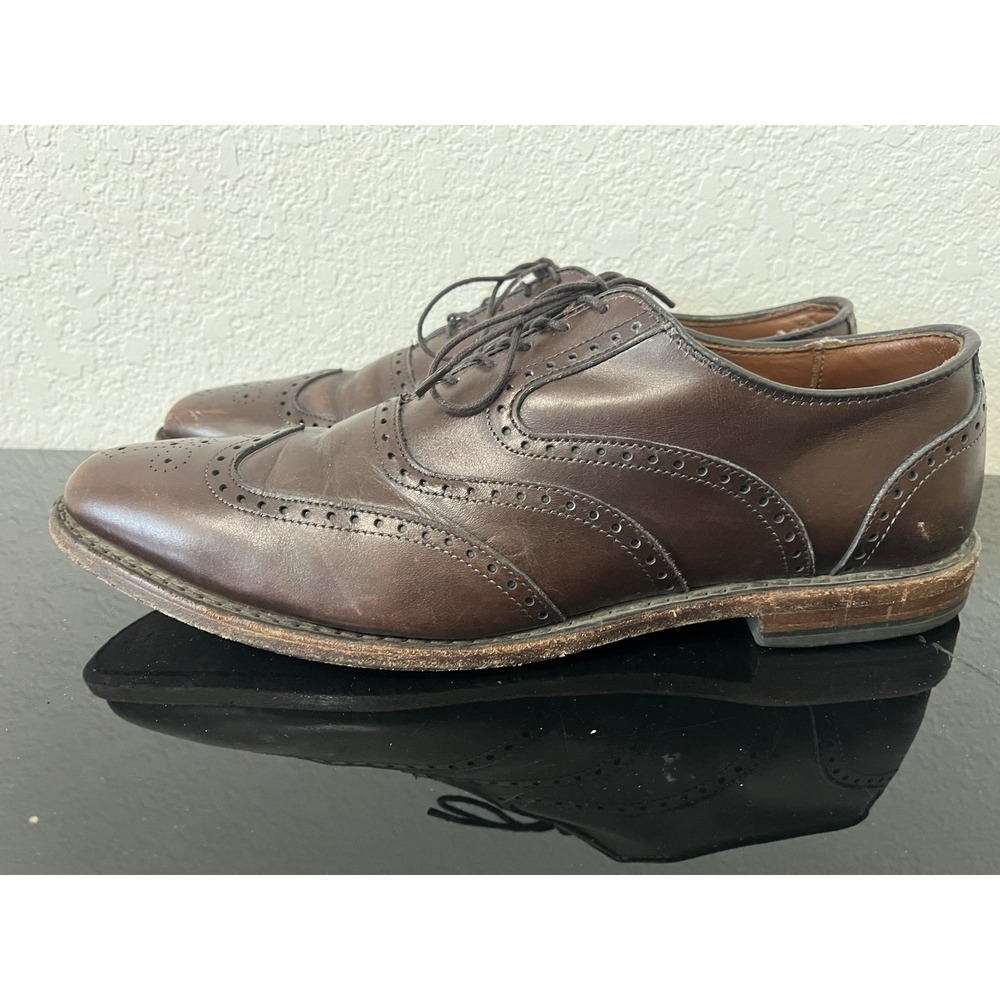 Allen Edmonds McClain Mens 10.5 B Shoes Leather Wingtip Brogue Oxfords Brown